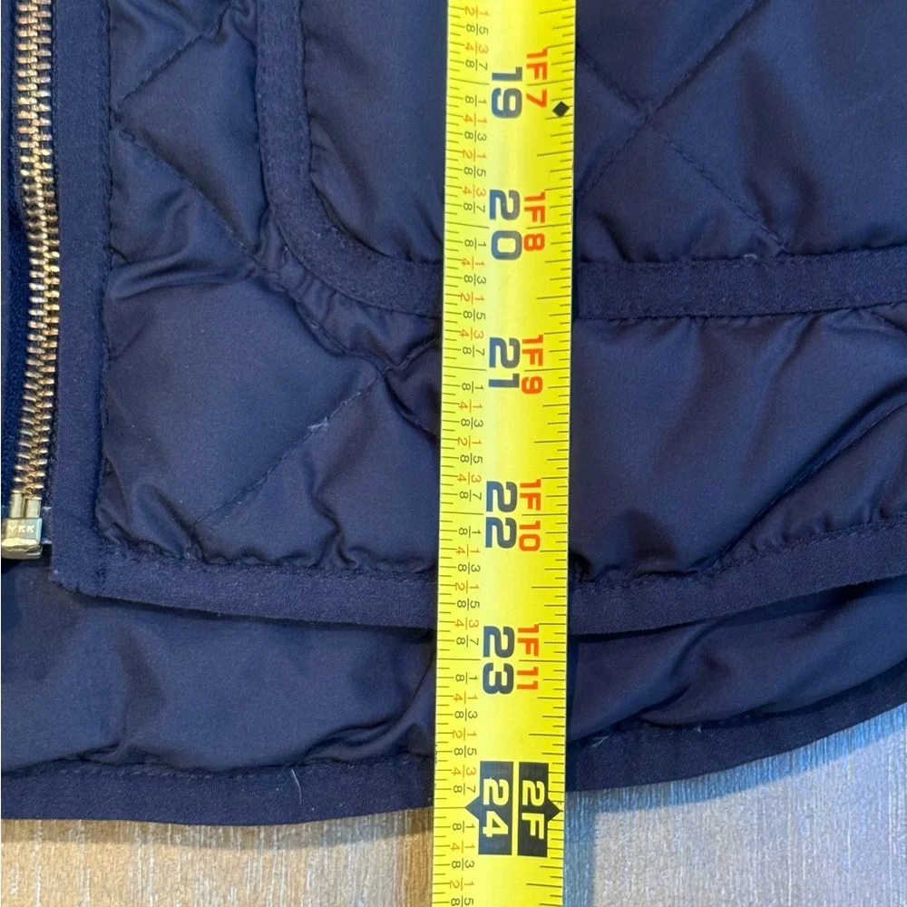J Crew Excursion Down‎ Vest Quilted Puffer Pockets Full Zip Navy Sz S